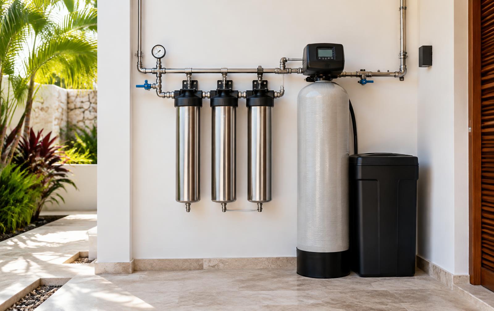 Sistema de tratamiento de agua instalado en una casa de Mérida